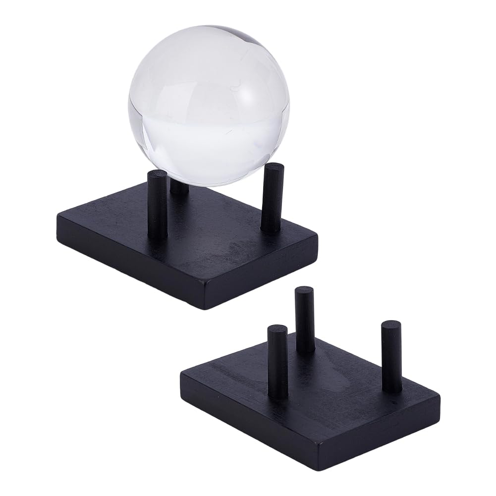 UNICRAFTALE 2 Sets Wooden Rock Display Stand Black Three Prong Rock Holders Crystal Display Stand Easel Holder for Spheres Geode Gemstones Fossils Minerals Agate 4.14x3.16x1.79 Inch