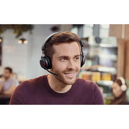 Jabra Evolve2 65 UC Wireless Headphones with Link380a, Stereo, Black – Wireless Bluetooth Headset for Calls and Music, 37 Hours of Battery Life, Passive Noise Cancelling Headphones
