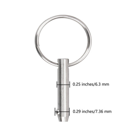 2 PCS Marine 316 Stainless Steel Quick Release Pin Bimini Top Pin, Diameter 1/4"(6.3 mm), Overall Length 1.5"(38 mm), Usable Length 1"(25.4 mm)