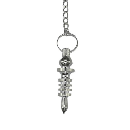 Amazing Gemstone Healing Metal Pendulums for Divination, Silver Double ISIS 4 Ring with Plate Steel Copper Pendulum High Energy Pendulo de Bronce Pendulos de Mesa MP96