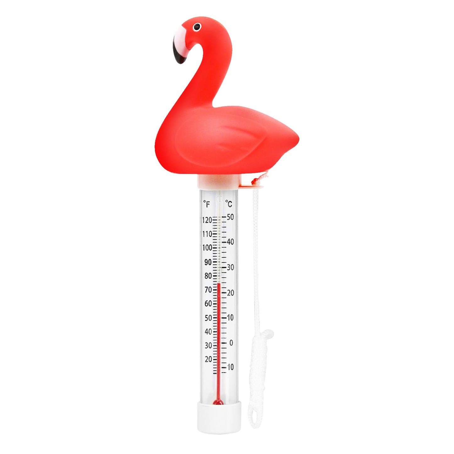 XY-WQ Floating Pool Thermometer, Large Size Easy Read for Water Temperature with String - Swimming Pools, Spas, Hot Tubs, Ponds (Flamingo)