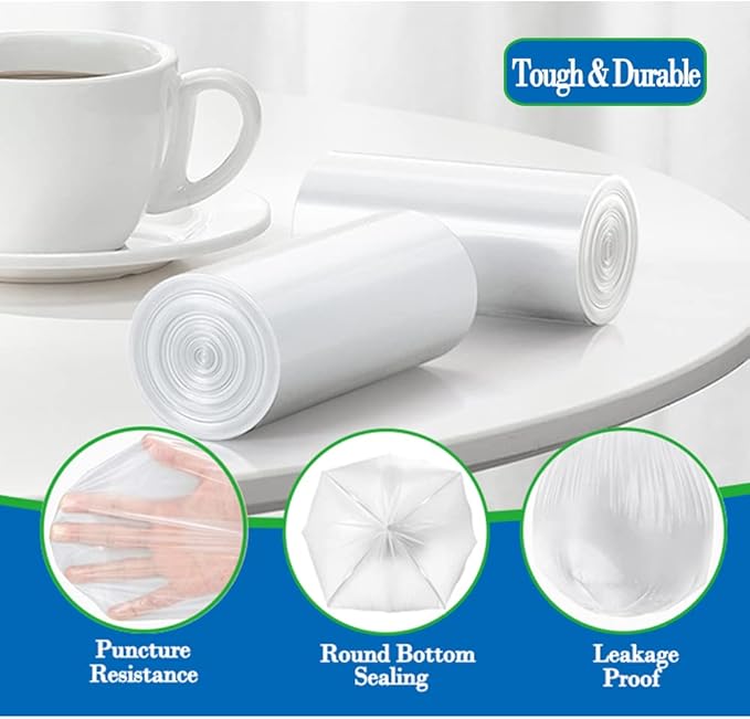 4 gallon trash can liners, Small clear Garbage Bags, Extra Strong 4 Gal Trash