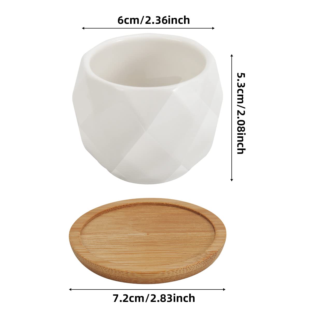 ZOUTOG 12 Pack Succulent Pots, 2.5 Inch White Mini Ceramic Planters with Drainage Hole, 2.5 inch Square Pattern Ceramic Planters, Plants Not Included