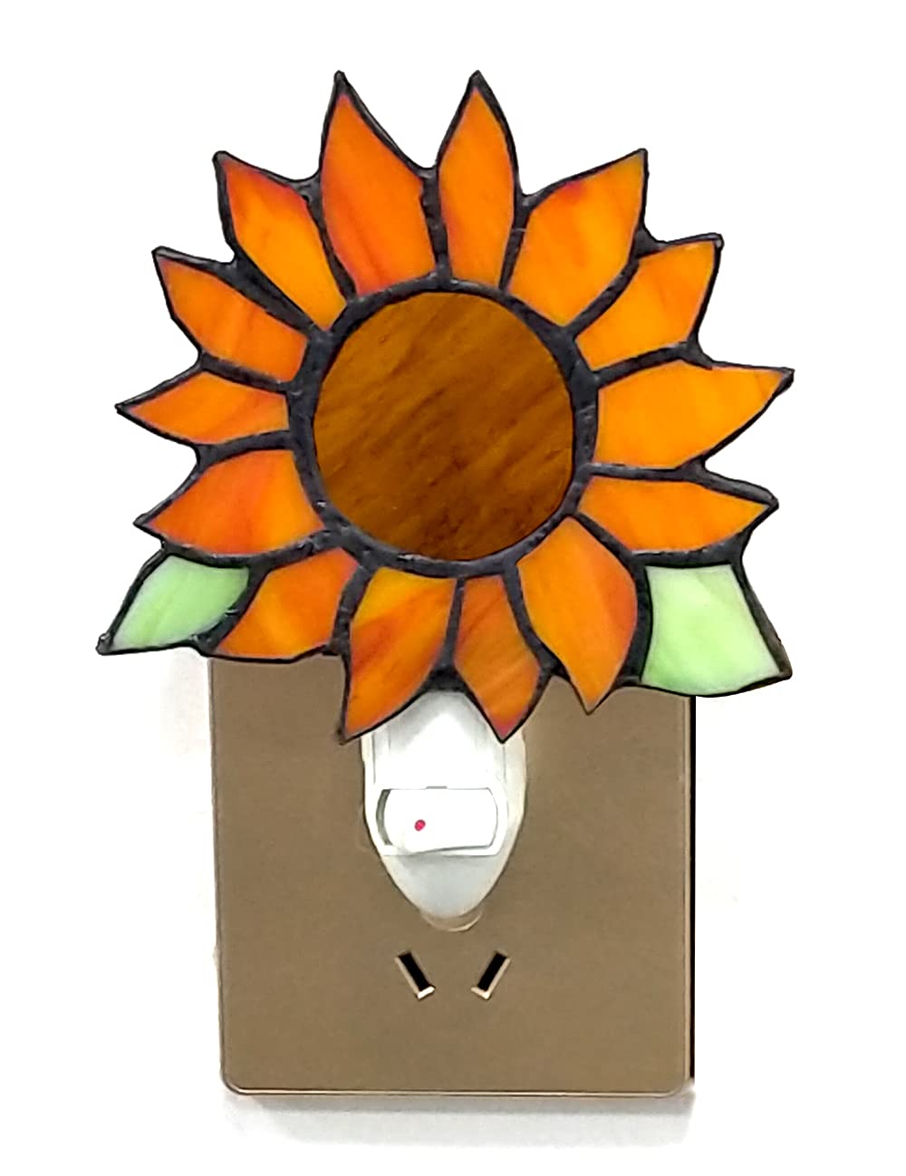 HUIMEIJU Stained Glass Sunflower Night Lights,Suitable for bedrooms,Kitchens,bathrooms,etc.(Orange 1PCS)