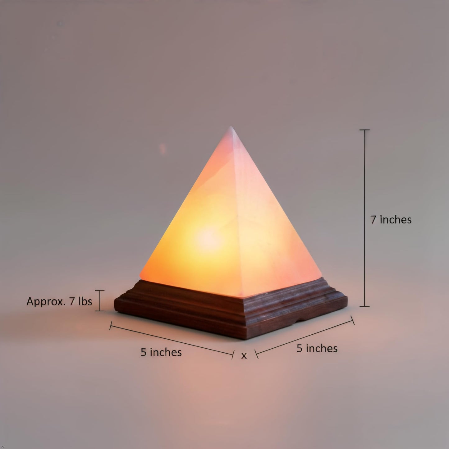 ZKTRADING Himalayan Pink Salt Pyramid Lamp 7 Inch Tall with Dimmer Switch, Handcrafted Natural Crystal Salt Lamp, Warm Yellow Glow Night Light for Bedroom, Office & Home Decor Gift