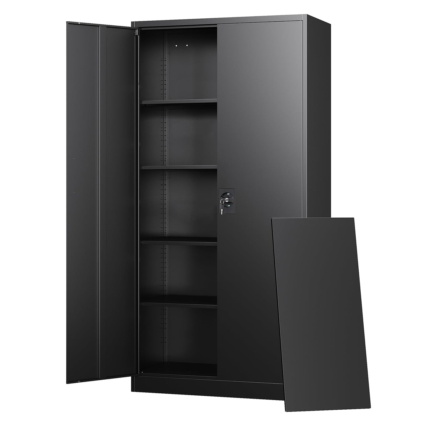 Letaya Metal Garage Storage Cabinets with Lock Door and Adjustable Shelves, Steel Tool Cabinets for Home,Office,Warehouse Organisieren (Black)