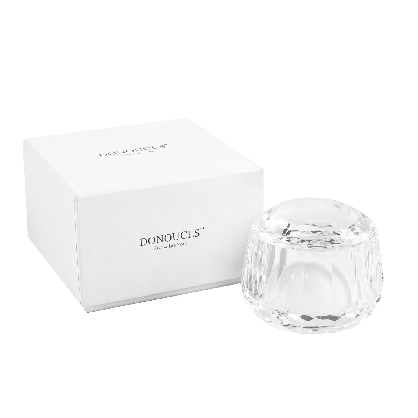 DONOUCLS Crystal Candy Dish, Nut Bowl with Lid 3.5" x 3.1" Decorative Crystal Bowl&Jar for Home Wedding Table, Comes With Gift Box