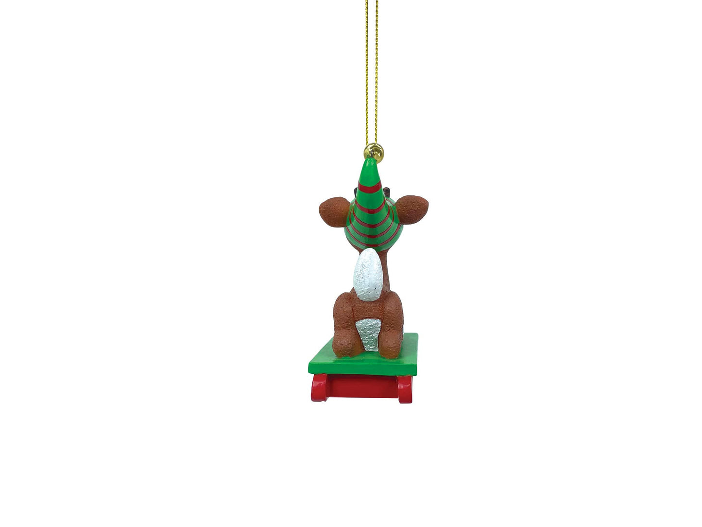 Department 56 Rudolph The Red-Nosed Reindeer Riding a Sled Hanging Ornament, 2.95 Inch, Multicolor