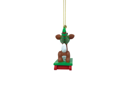 Department 56 Rudolph The Red-Nosed Reindeer Riding a Sled Hanging Ornament, 2.95 Inch, Multicolor