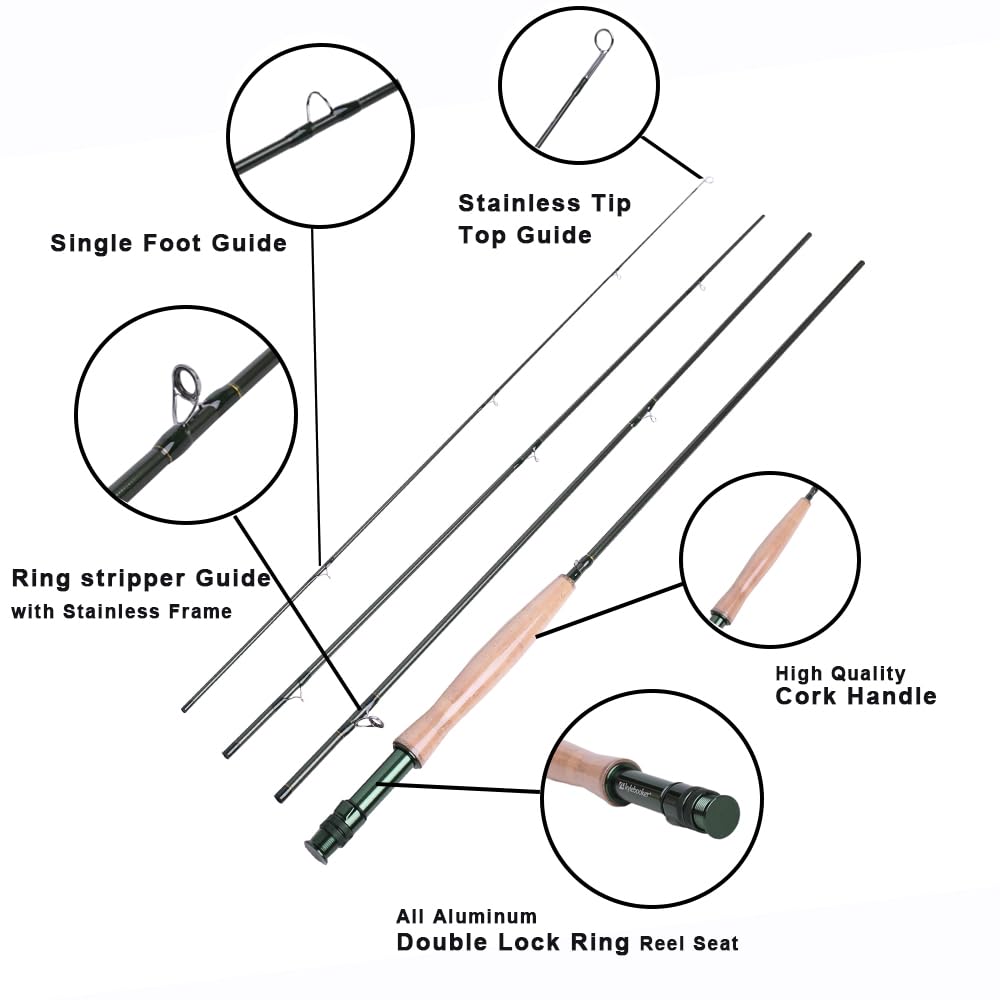 Kylebooker Fly Fishing Rod with Reel Combo Kit（8wt 9‘0“,4sec Rod,7/8 Reel ）