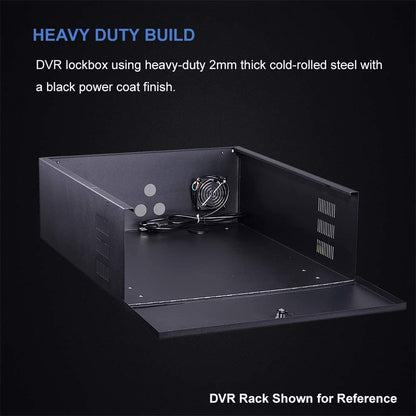 Kenuco Heavy Duty 16 Gauge DVR Security Lockbox with Fan (Black 18'' X 17.9'' X 4.96')