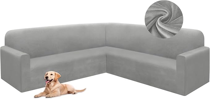 HDCAXKJ Corner Sectional Couch Covers Velvet Stretch L Shape Sofa Cover Soft