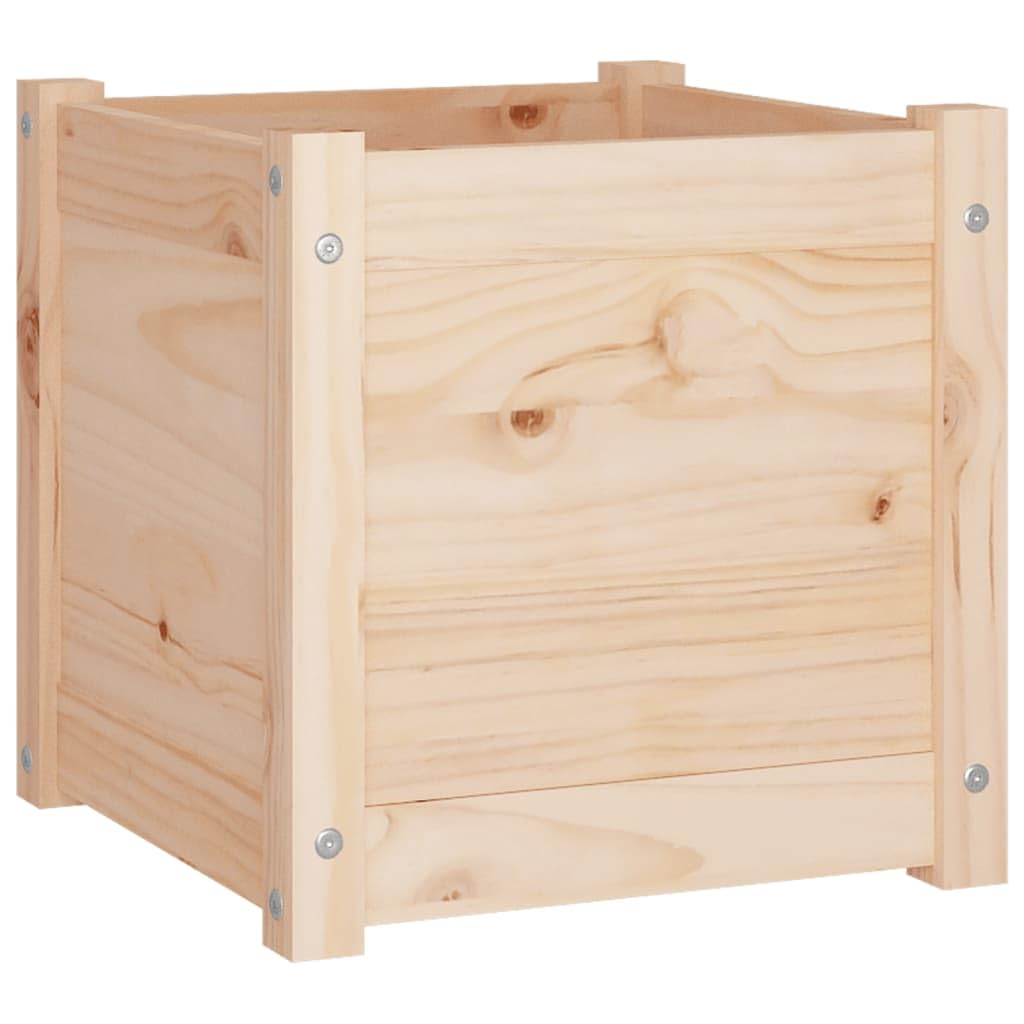Xolmizyn Set of 2 Square Wooden Planters, 15.7-inch Solid Pine Wood Plant Boxes for Outdoor Garden, Patio, and Indoor Living Room Decor