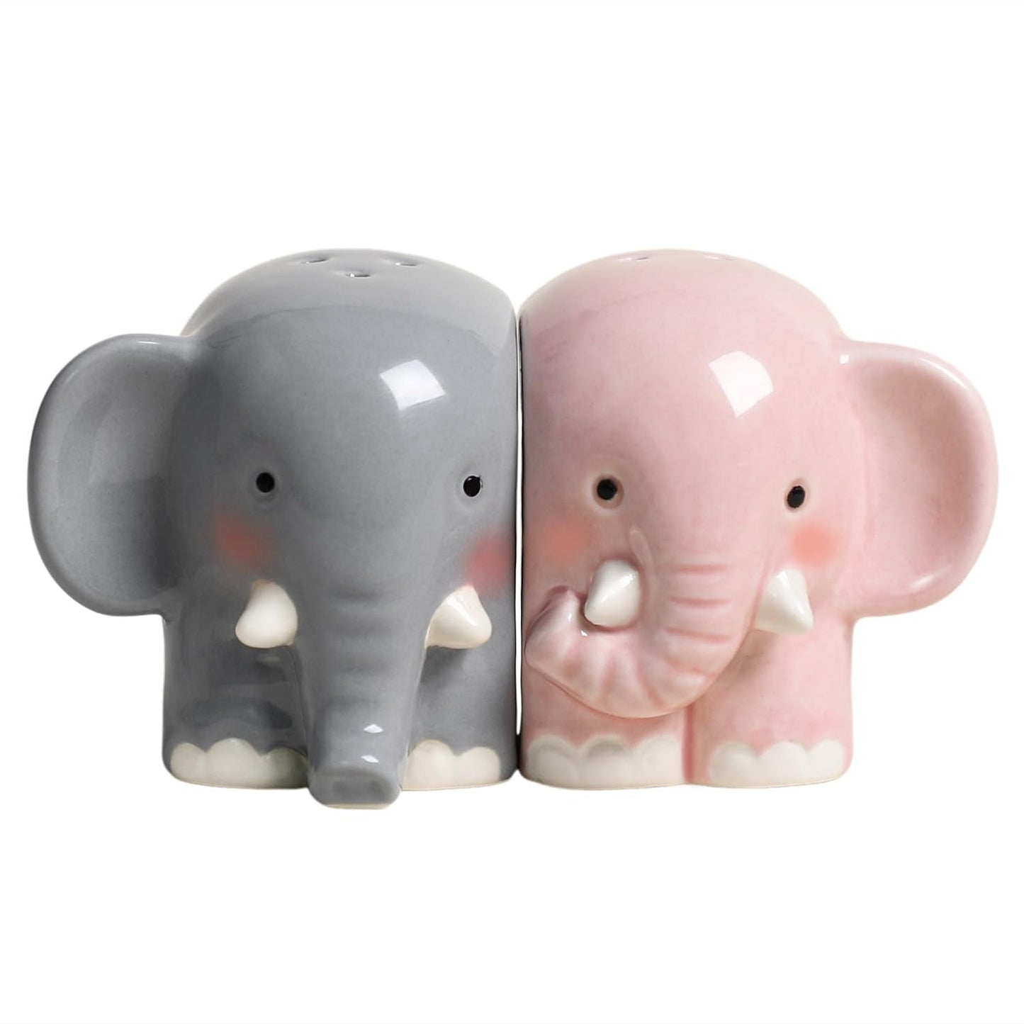 Sizikato Porcelain Salt and Pepper Shaker Set, Cute Elephant Shape