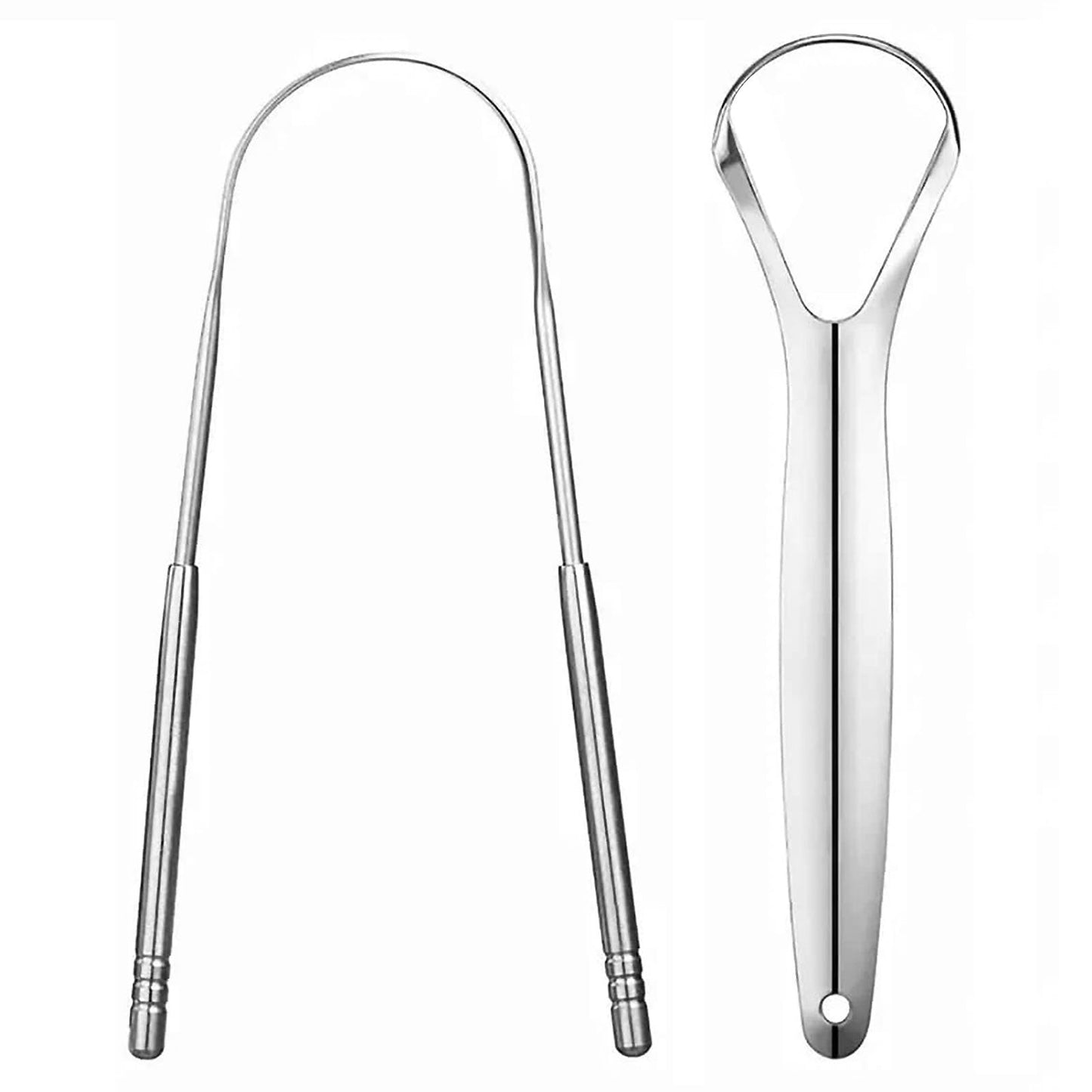 LA MIERE Tongue Scraper (2 Pack), 100% Stainless Steel, Easy to Use Tongue Scraper for Adults, Tongue Cleaner for Oral Care & Hygiene with Natural Cotton Bag