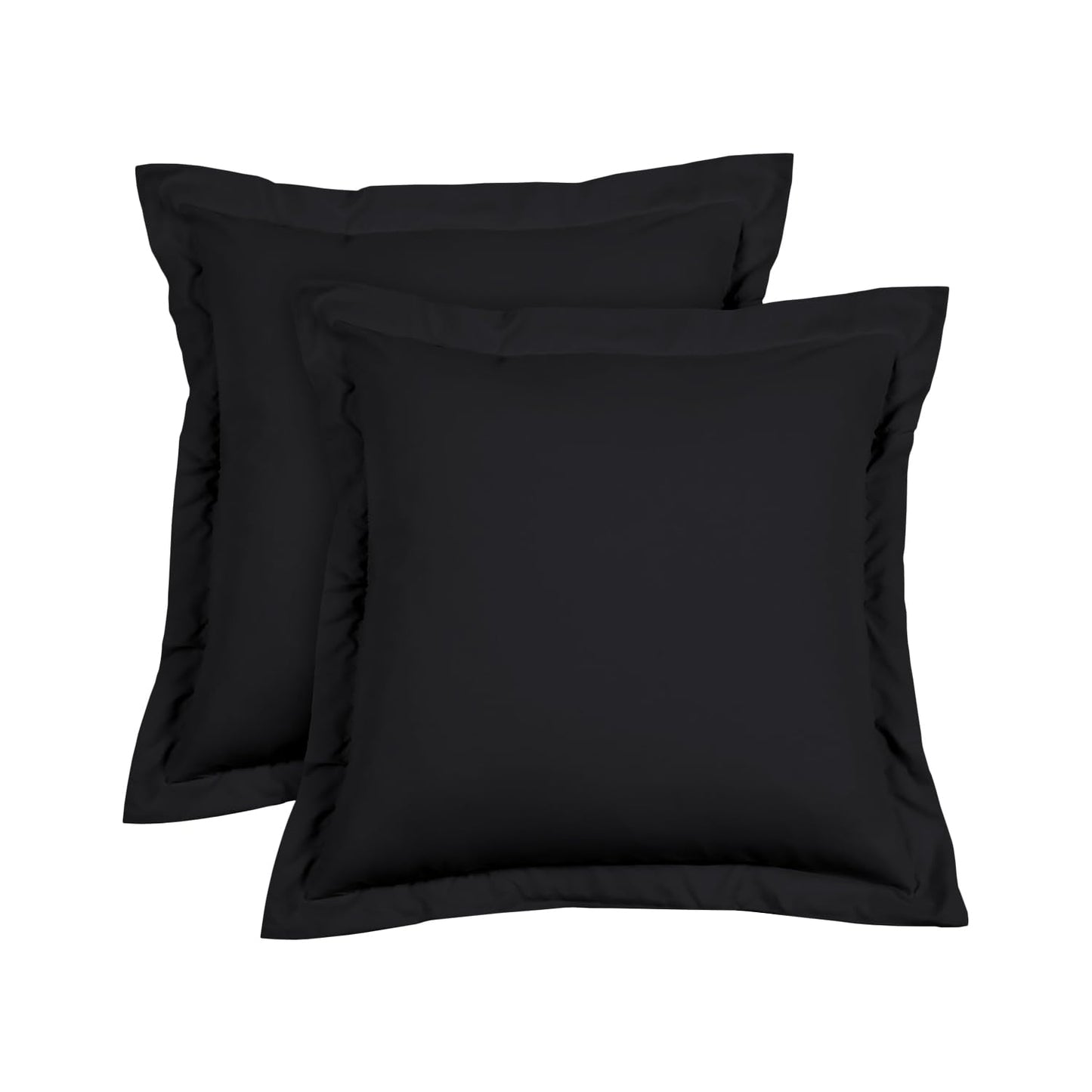 Euro Sham Covers 26x26 Set of 2 Black 600 Thread Count 100% Egyptian Cotton Pack of 2 Euro 26x26 Pillow Covers Cushion Cover Cases Soft Skin Friendly European Size Decorative Square Pillow Shams