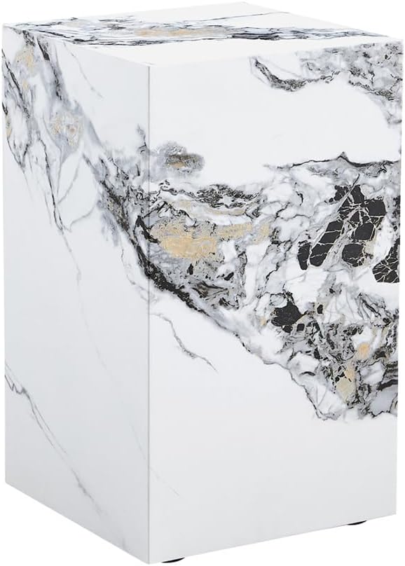 End Table, Side Table Living Room Table, Faux Marble Sofa Couch White Bedside