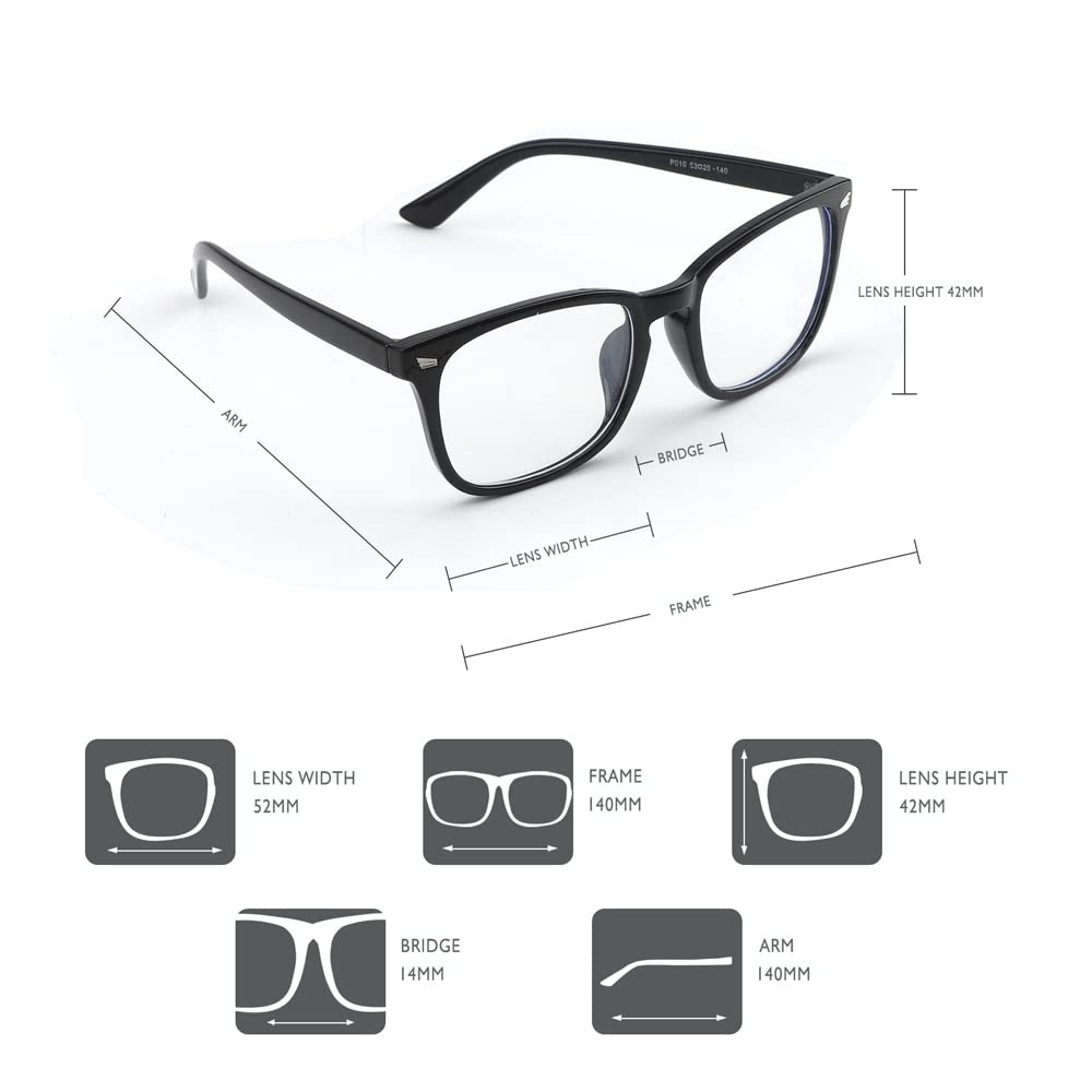 AFNWQI Fashion Square Blue Light Blocking Glasses - Clear Computer & Gaming Glasses for Women and Men