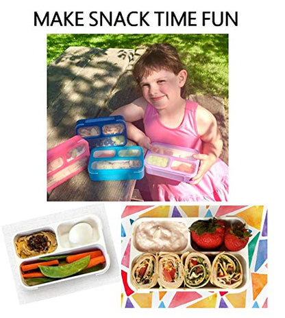 Snack Container - Small Bento Lunch Box for Kids Girls Boys Toddlers | MINI Leak-proof Boxes, Baby Bentobox for Daycare, Portion Containers, BPA-Free Pink and Blue Set of 2