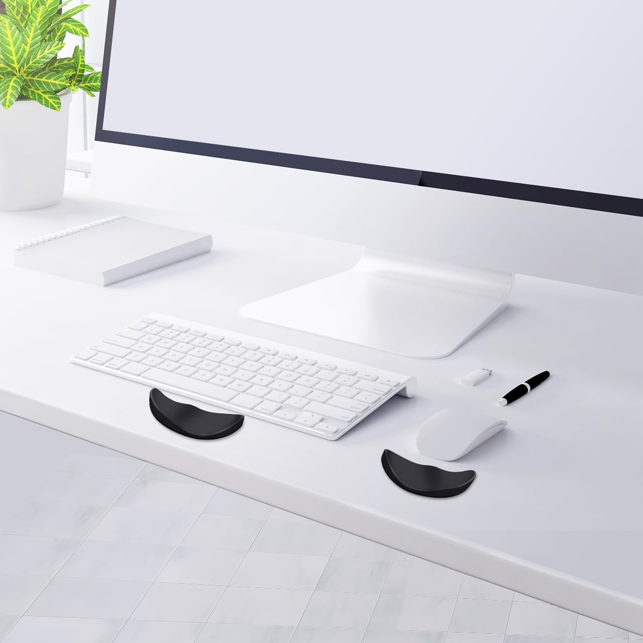 JIKIOU Left-Handed and Right-Handed Truly Ergonomic Wrist Rest for Mouse and Keyboard, Carpal Tunnel Support, Pain Relief, Anti-Fatigue, Easy Glide, Office Computer Laptop Gaming (Left+Right)