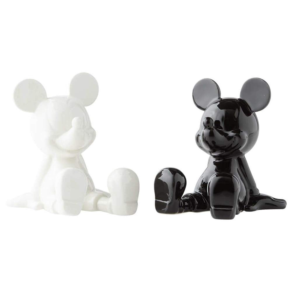 Enesco 6003748 Disney Ceramics Mickey Mouse Sitting Salt and Pepper Shakers, 3.5 Inch, Black and White
