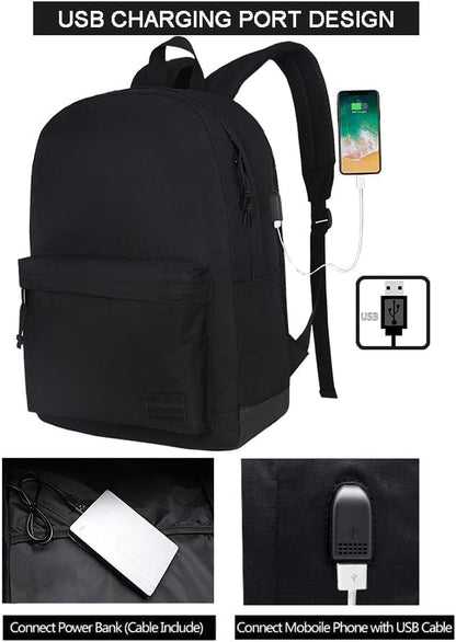 SUPACOOL Casual Laptop Backpack for Men and Women, Classic backpack for College Travel Work, Lightweight Pack Back(black)