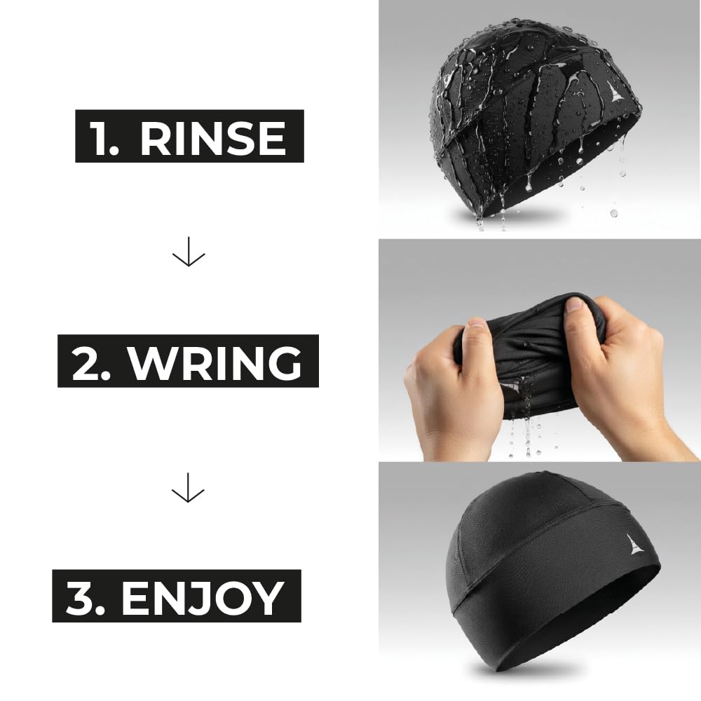 Helmet Liner Sweat Wicking Skull Cap Beanie. Ultimate Performance Moisture Wicking. Fits Under Helmets American Black