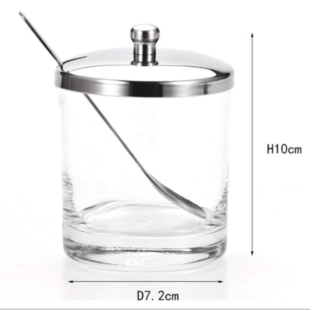 Whitenesser Glass Sugar Bowl with Lid Spices Bottles Jar with Stainless steel Spoon Serving for Spices Paprika, Salt,Cumin, 8 Ounces(225 Milliliter)