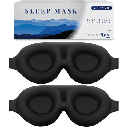 Sleep Mask [2 Pack] - Eye Mask for Sleeping - Patented, Contoured, 100% Blackout, Zero Pressure Sleeping Masks for Women and Men, Blindfold and Eye Covers - S2 Black