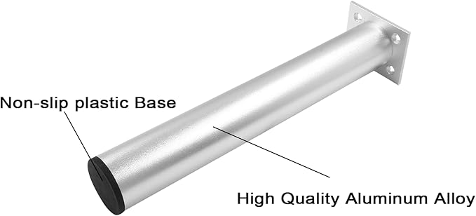 Set of 4 Aluminum Alloy Furniture Legs 10 Inch Height, 1.5 Inch Diameter