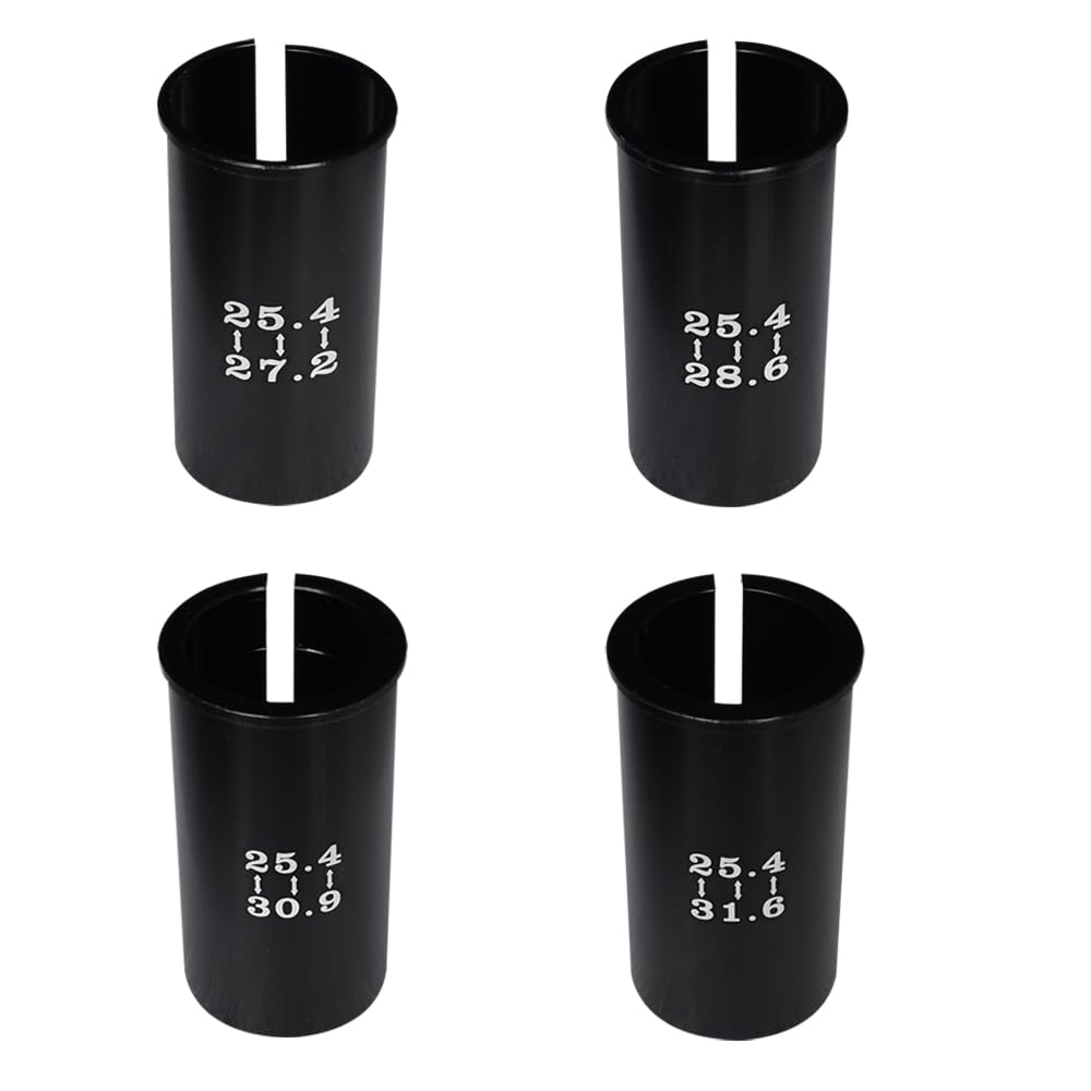 Xmomx Set of 4 Sizes Bike Seat Post Adapter Shim Seat Post Adapter Bicycle Seat Tube Conversion Sleeve 25.4mm to 27.2/28.6/30.9/31.6mm 60mm Length Aluminum Alloy for Road Mountain Bike MTB