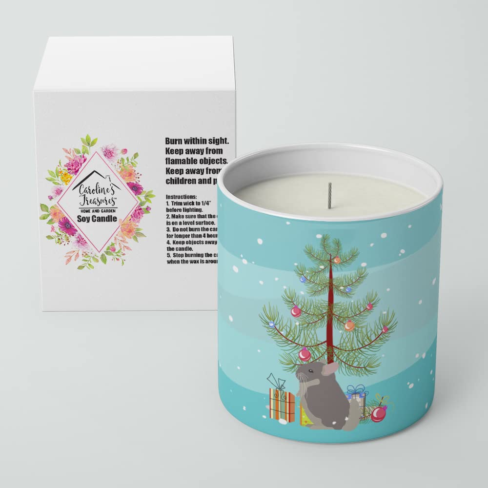 Caroline's Treasures CK4431CDL Beige Wellman Chinchilla Merry Christmas 10 oz Decorative Soy Candle Nature Soy Wax Essential Oil Home Decor Ideal for Bedroom Kitchen Bath Office Gift, 10 oz