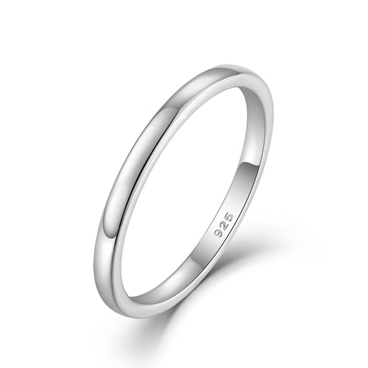 STARCHENIE Solid 925 Sterling Silver 2mm Wedding Band Ring, Comfort Fit High Polish, for Men and Women (Size 11)