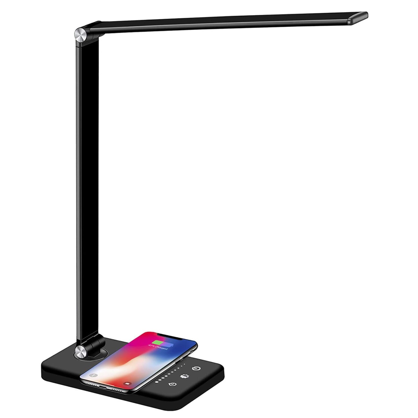 BIENSER LED Desk Lamp with Wireless Charger, USB Charging Port, Table Lamp with 10 Brightness, 5 Lighting Colors, Dimmable Eye-Caring Desk Lamps for Home Office, Touch Control, 30/60min Auto Timer