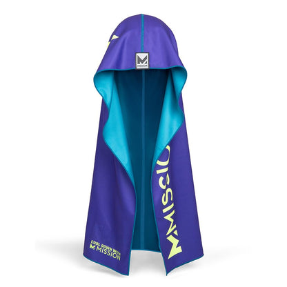 MISSION Reversible Cooling Hoodie Towel- Hood Towel, Cools Instantly When Wet, UPF 50 Sun Protection, Contours Your Head to Stay in Place, Great for Sports, Fitness, Gym (Teal Purple)