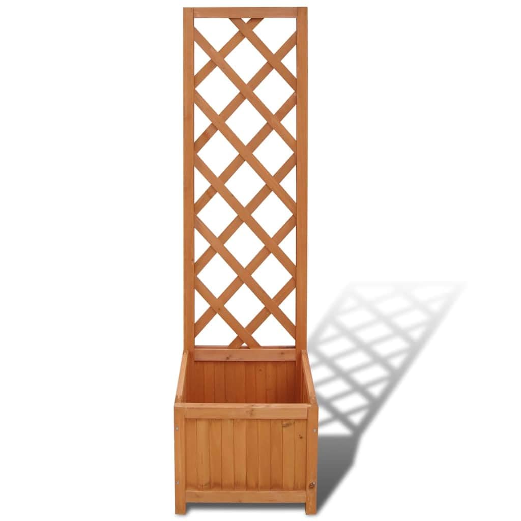 Coespram Rustic Wooden Garden Planter 15.7"x15.7"x53.1" Brown Stained Trellis Outdoor Plant Box Solid Wood Flower Pot for Balcony Patio Porch