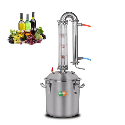 YUEWO Alcohol Still 5.8GAL/13.2GAL Stainless Steel Alcohol Distiller Home Brewing Distillery Kit with 2” Crystal Still Column for DIY Whisky Wine Brandy Gin Vodka Alcohol Making