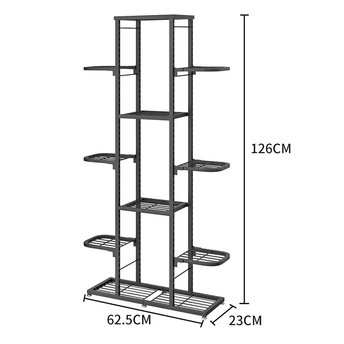 Space-Saving Metal Plant Shelf - 7-Tier Heavy-Duty Corner Stand for Indoor & Outdoor Use, Waterproof Display Rack for Living Room, Balcony, Patio - Durable Home Hardware Bracket, Dark Gray, 7 Layers