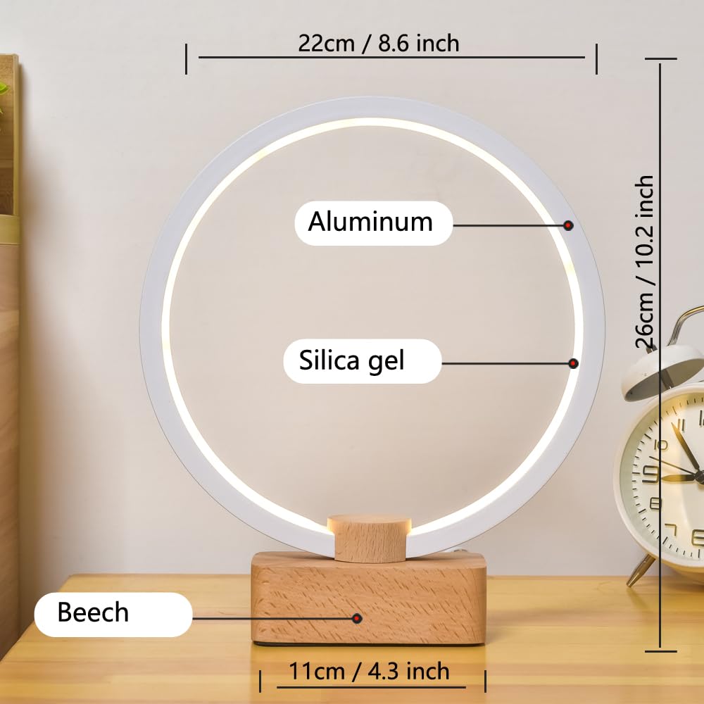 LONRISWAY LED Wood Table Lamp, Bedroom Bedside Night Light, Dimmable Led Lighting, Creative Home Decor, Unique House warmging Gift 1.3m Cable, 5W 350LM Nightstand Lamps
