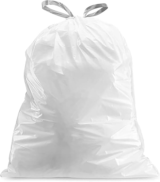 Plasticplace White Drawstring Lavender and Soft Vanilla Scented Garbage Can