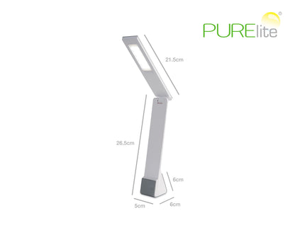 PURElite LED Rechargeable Flip Light – Table Lamp & Desk Lamp, 3 Brightness Setting, Natural LED Daylight Bulbs for Reading, Needlework, Sewing, Crafting, Battery Powered