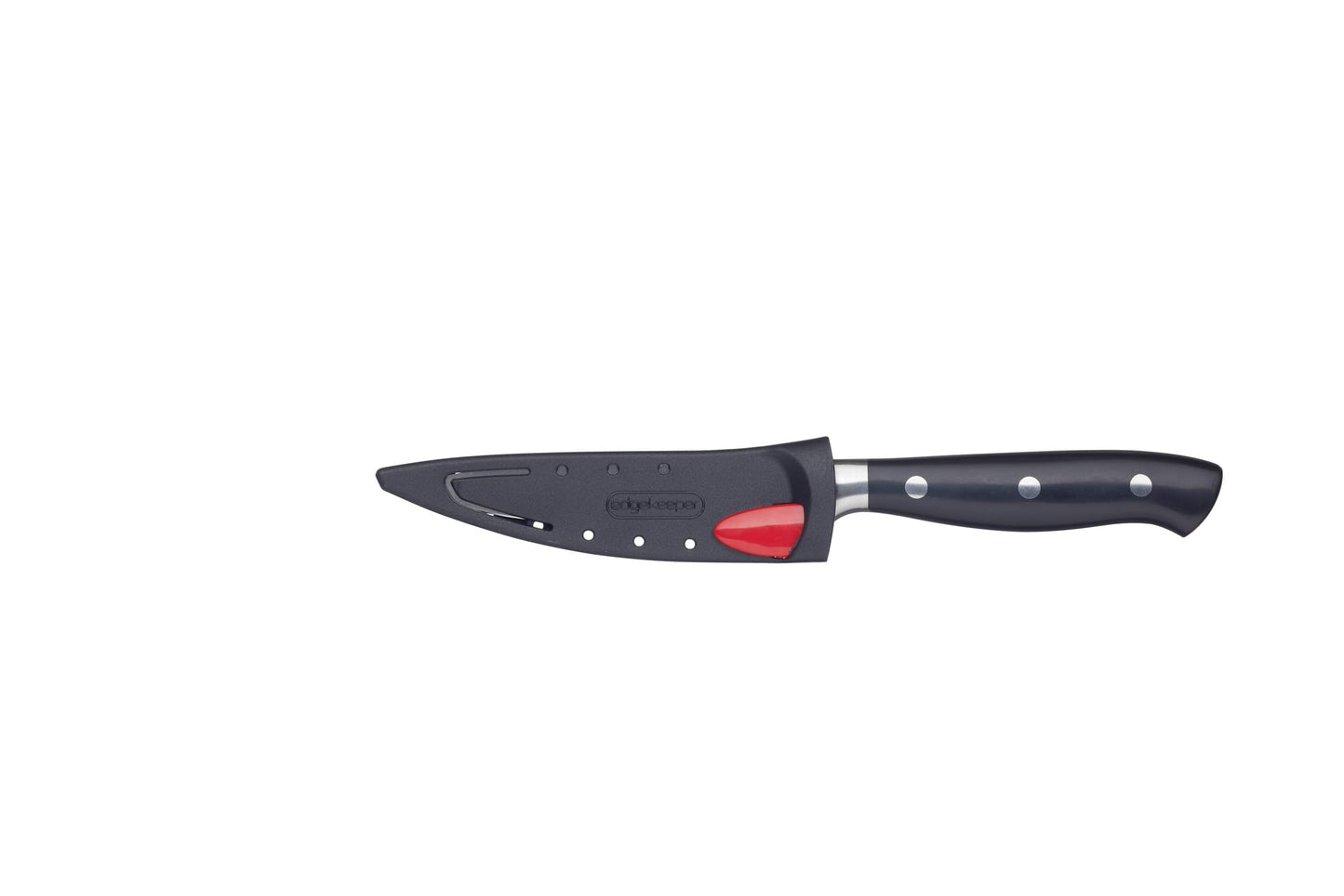 MasterClass Utility Knife, Edgekeeper Small Kitchen Knife Stainless Steel Self-Sharpening, 11.5cm (4.5"), Clam Packed, Black