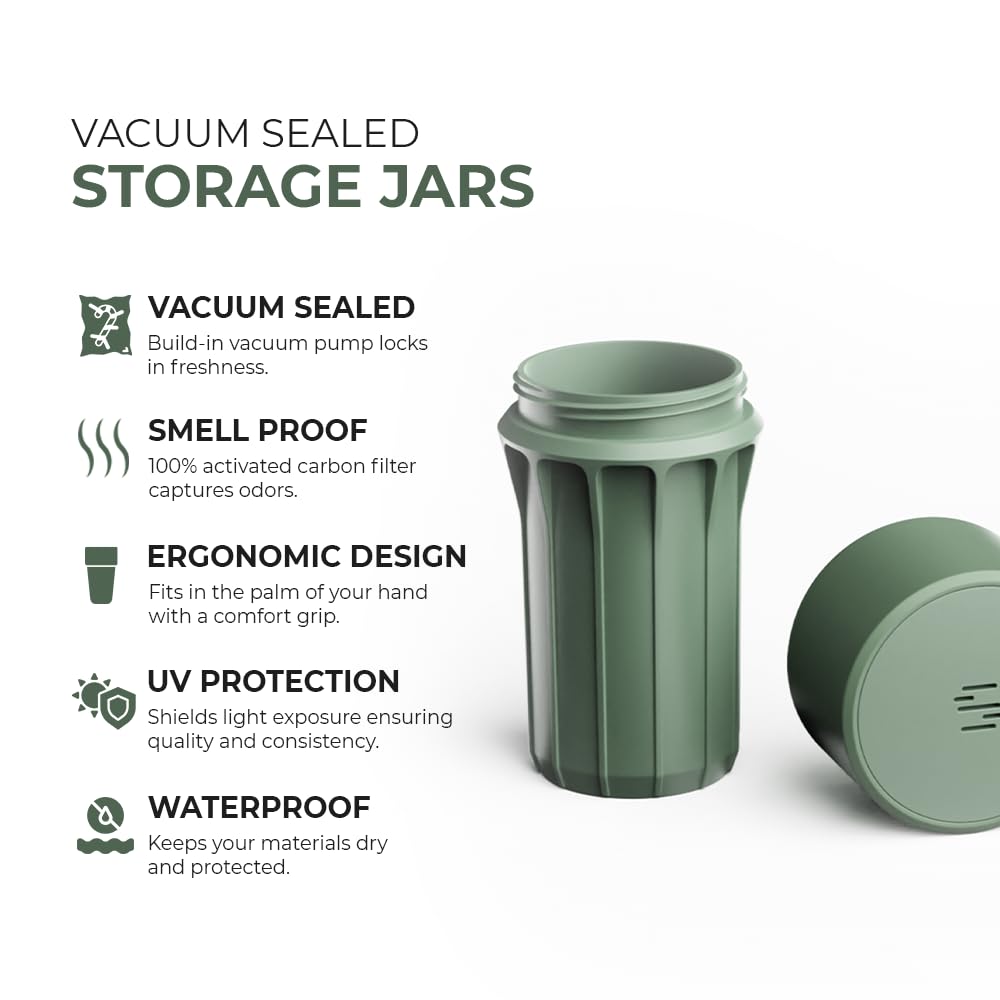 Staze Air Tight Smell Proof Container (148ml) - Vacuum Seal Jar, Waterproof Food Storage Canister, Compact & Travel-Friendly Storage Jar | Odor Resistant Jar for Coffee, Spice & Gummies - (MARSH)