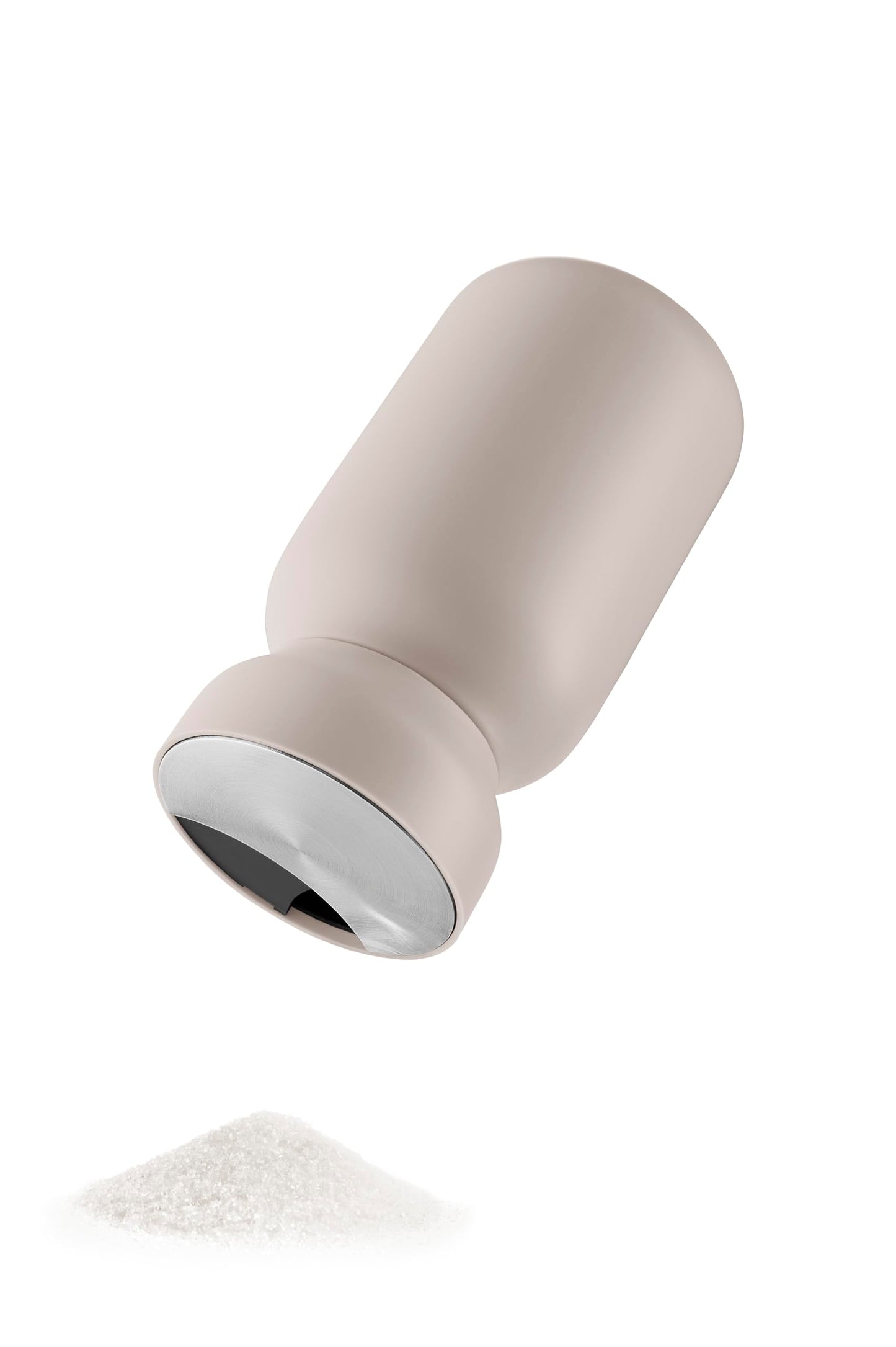 Eva Solo Sapor Shaker, Stainless Steel and Recycled Plastic, Sand, 0.39 lb, Cylindrical, 3-Setting Twist Top, Sugar Salt Herb Dispenser