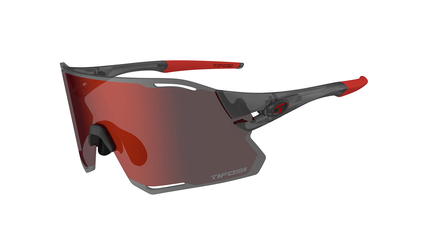 Tifosi Rail Race Cycling Sunglasses Men & Women Interchange Lens Options- Ideal For Cycling, Road, Gravel, MTB & Baseball (Satin Vapor (Clarion Red/Clear))