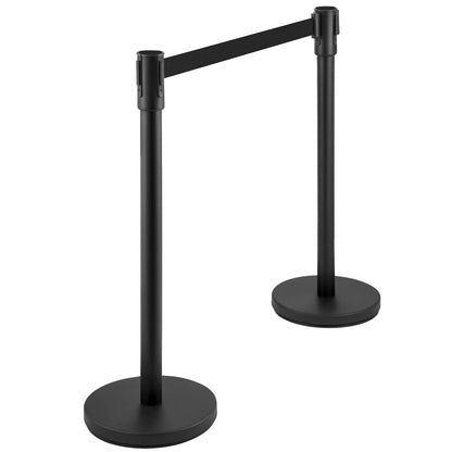 EliteEdge Crowd Control Stanchions, Stanchion Queue Post with Retractable Belts 6.5Ft, Easy Assembly, Crowd Control Barriers, Height 36 Inches, for Crowd Control Barriers, Pack of 2, Black