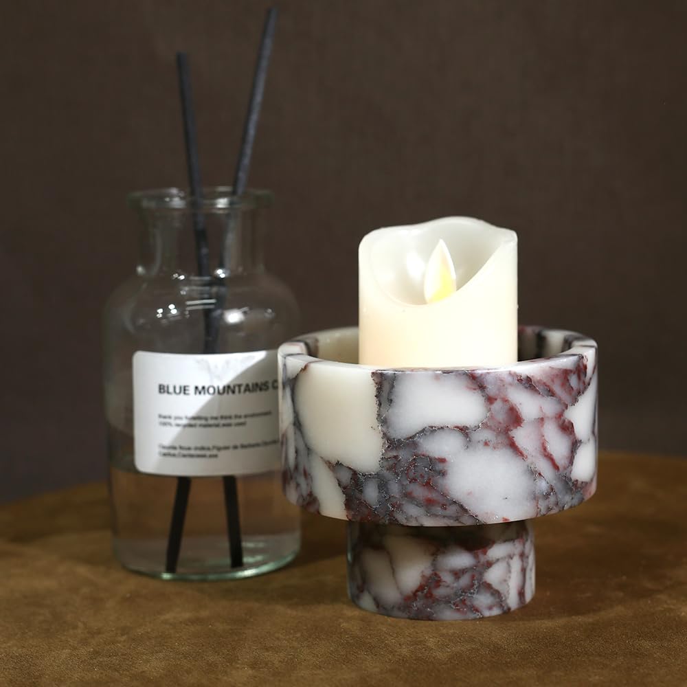 Modern Marble Tealight Holders, Luxurious Votive Candle Holders for Home Decor, Natural Stone Pillar Candle Holder for Table Centerpieces, Elegant Wedding Dinner Party Table Decor