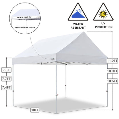 Eurmax USA Patented 10x10 Pop Up Canopy Tent Party Tent Commercial Instant Canopies Shelter with Heavy Duty Roller Bag,Bonus 4 Sand Bags (Snow White)