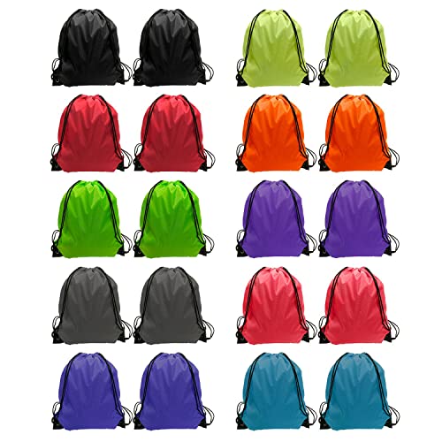 GoodtoU Drawstring Bags, Drawstring Backpack Nylon Backpack Draw String Bags Pack Bulk Cinch Sack Drawstring Gym Bag Drawstring Backpack for Sport, Traveling, Team (Pink, 16Pcs)