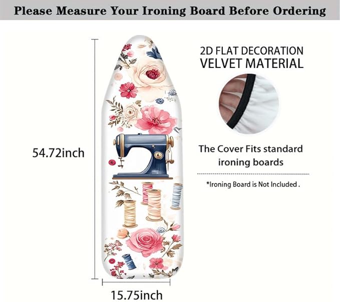 Nuxovilar Vintage Sewing Machine & Floral Pattern Ironing Board Cover, Fits